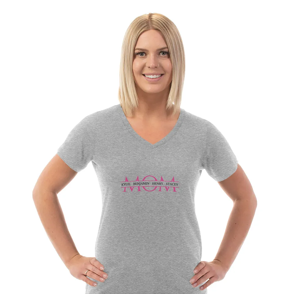 Mom Personalized Ladies V Neck Tee