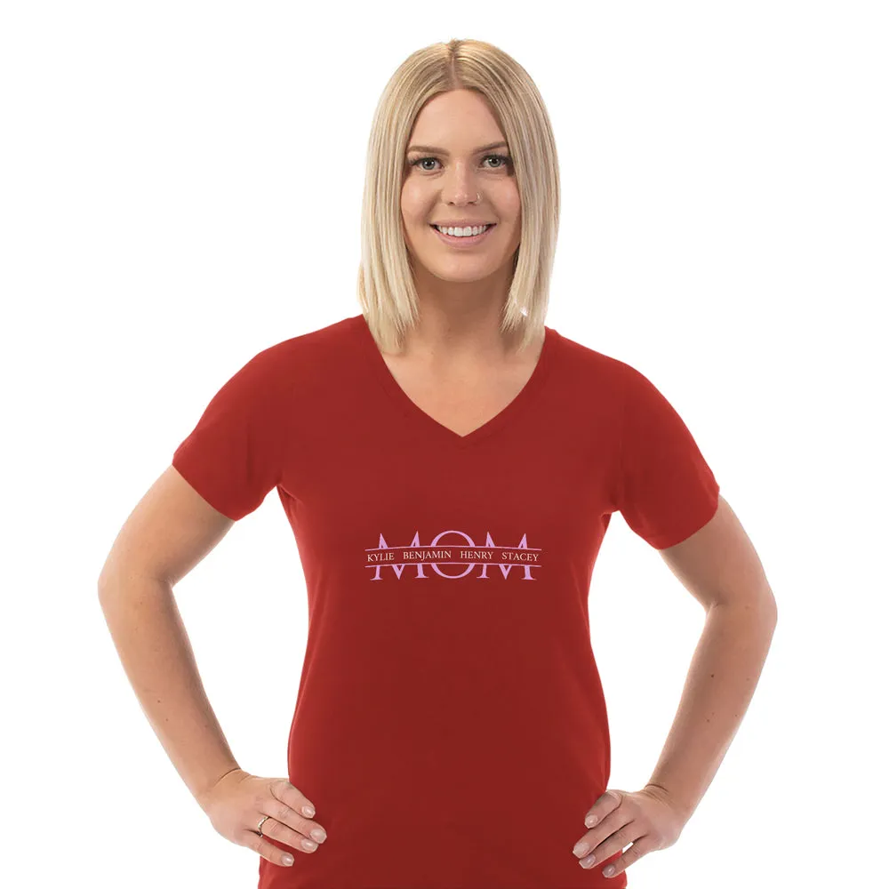 Mom Personalized Ladies V Neck Tee