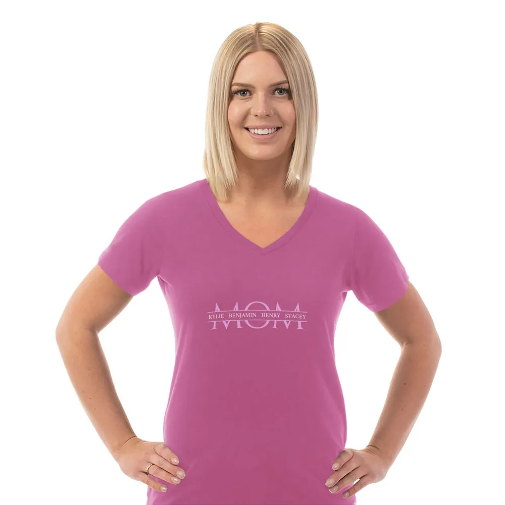 Mom Personalized Ladies V Neck Tee