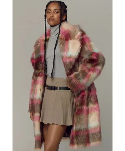 NVLT Plaid Faux-Fur Luxious Coat