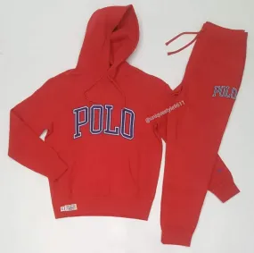 Nwt Polo Ralph Lauren Red Fleece Logo Hoodie With Matching Joggers