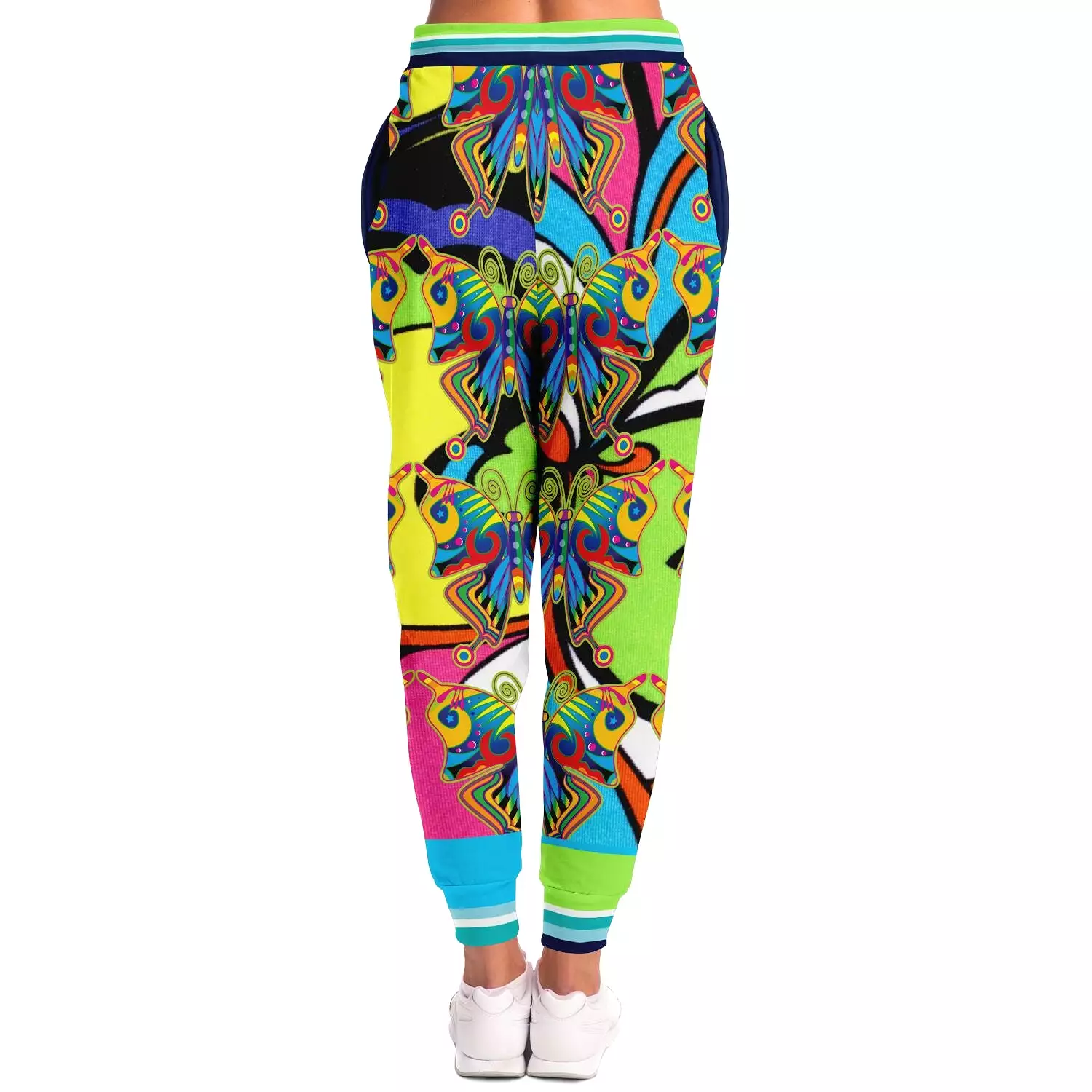 OG San Diego Vintage Floral Butterfly Print Fleece Joggers