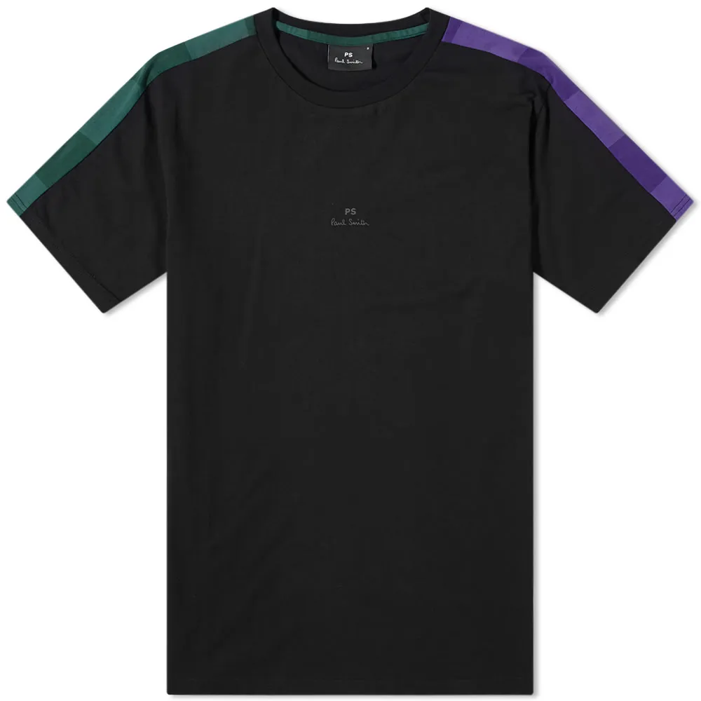 Paul Smith Chest Logo Sleeve Stripe T-ShirtBlack & Green