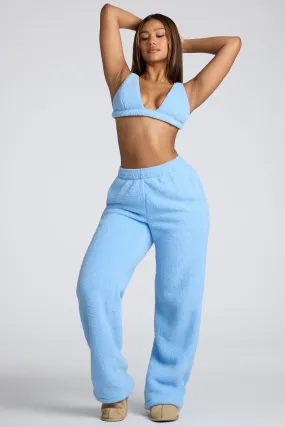 Petite Low Rise Straight Leg Fleece Joggers in Baby Blue