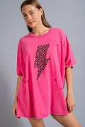 PINK LEOPARD DISTRESSED TEE