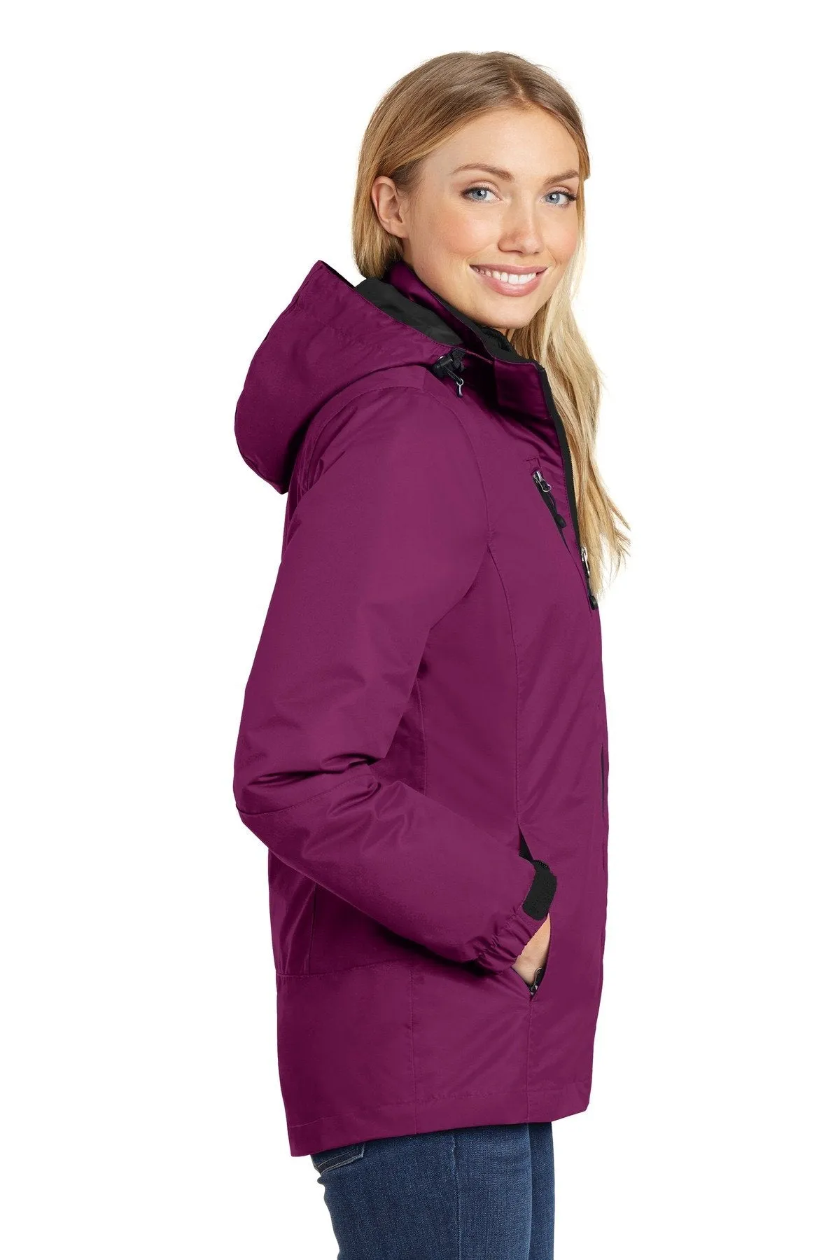 Port Authority Ladies Vortex Waterproof 3-in-1 Jacket L332 Very Berry/ Black