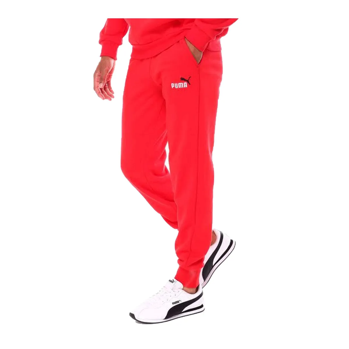 Puma Mens ESS+ Embroidery Logo Fleece Joggers 846810-11 Red