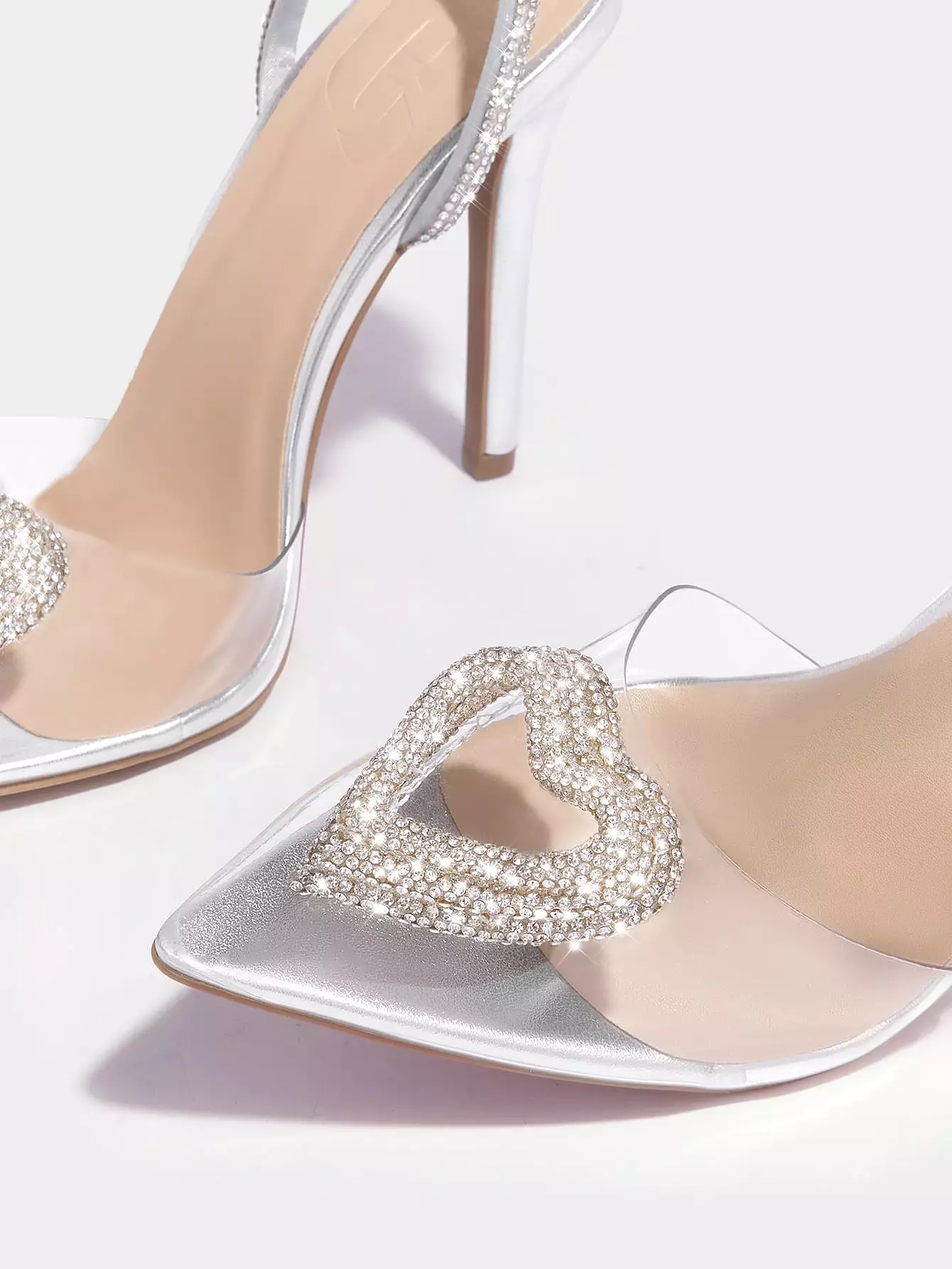 Rhinestone Point Toe Stiletto Heeled Ankle Strap Pumps