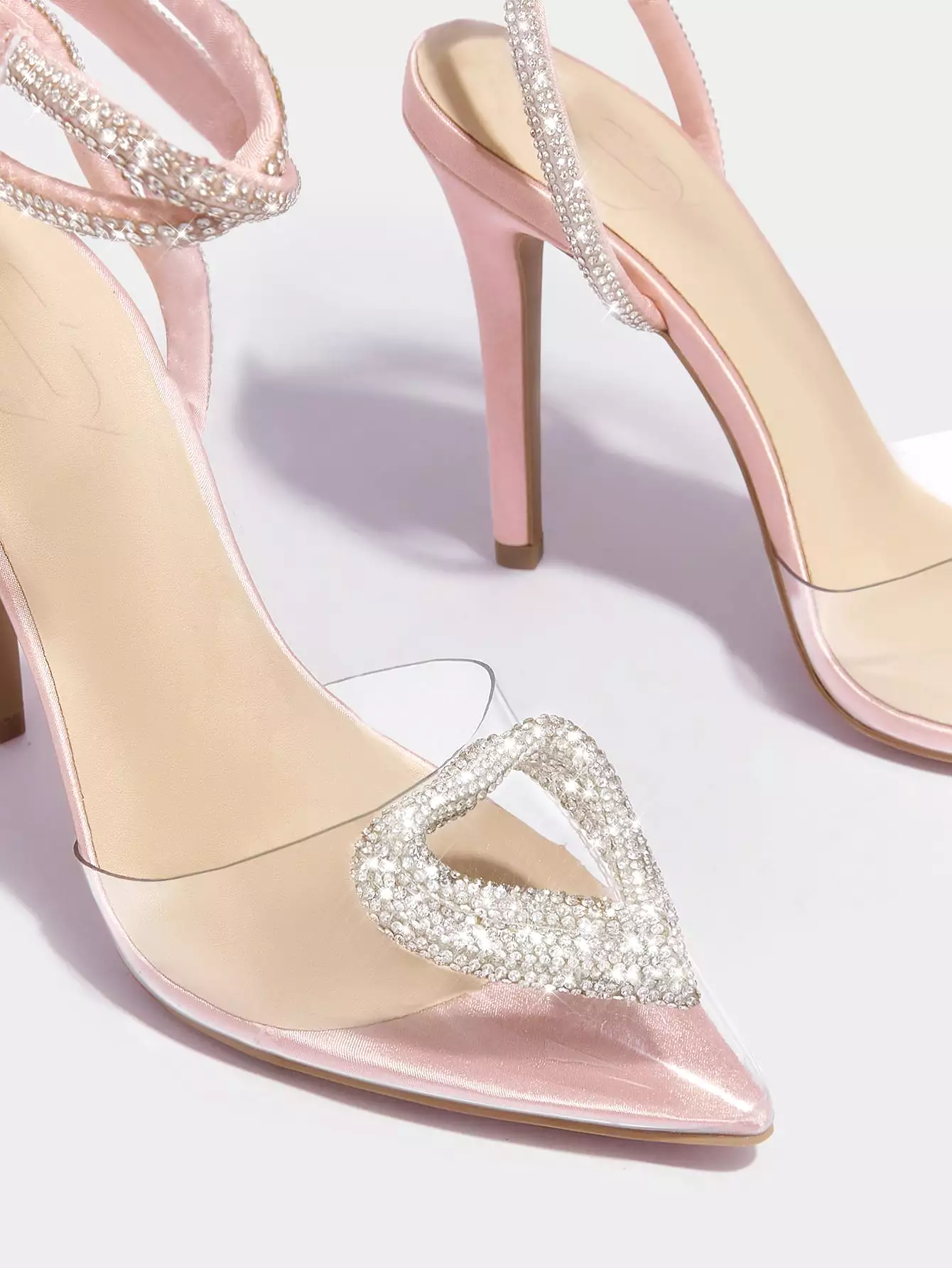 Rhinestone Point Toe Stiletto Heeled Ankle Strap Pumps