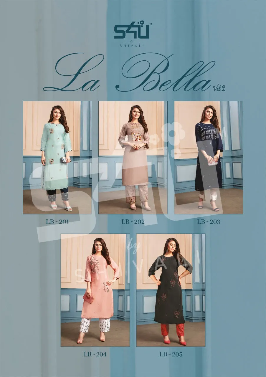 S4u Shivali La Bella Vol 2 Designer Party Wear Kurti With Pants Collection In Wholesale