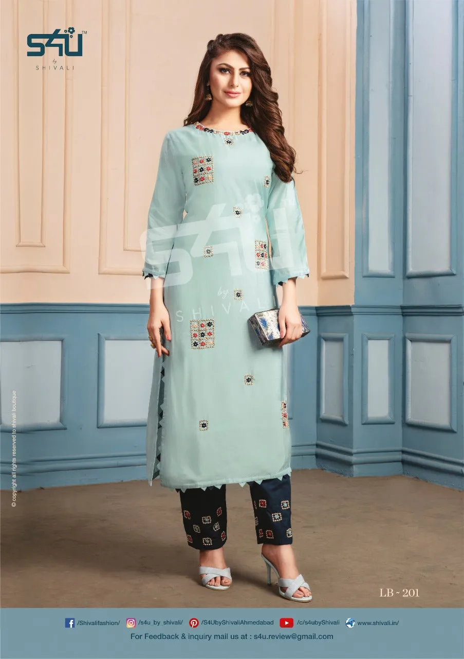 S4u Shivali La Bella Vol 2 Designer Party Wear Kurti With Pants Collection In Wholesale