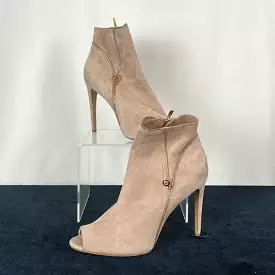 Salvatore Ferragamo Tan Peep Toe Stiletto Booties