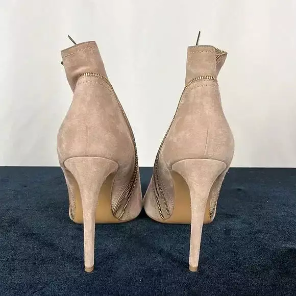 Salvatore Ferragamo Tan Peep Toe Stiletto Booties