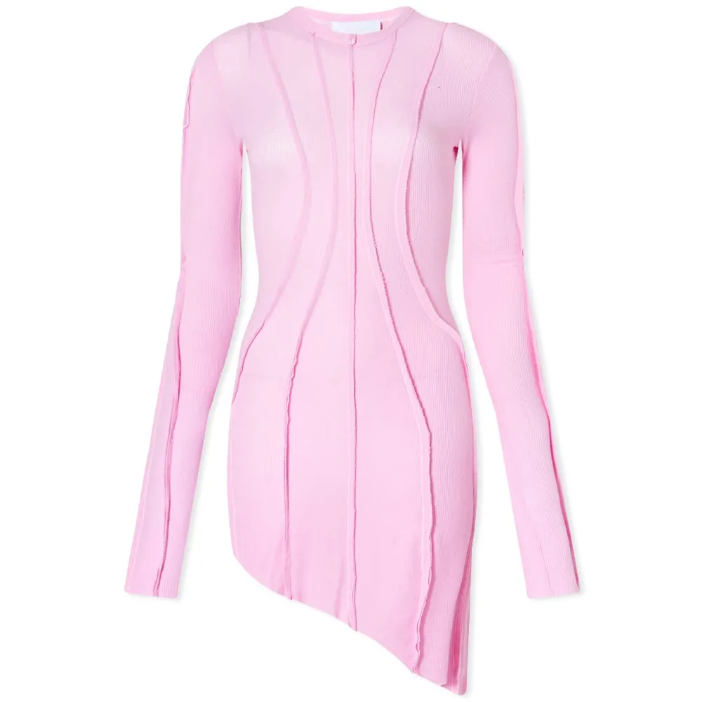 Sami Miro Vintage Asymmetric Long Sleeve Mini DressPink