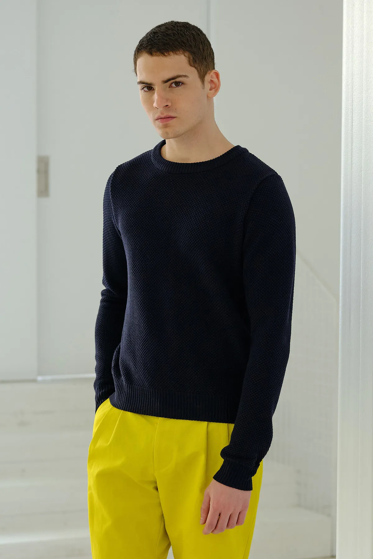 Seed Stitch Sweater - Navy