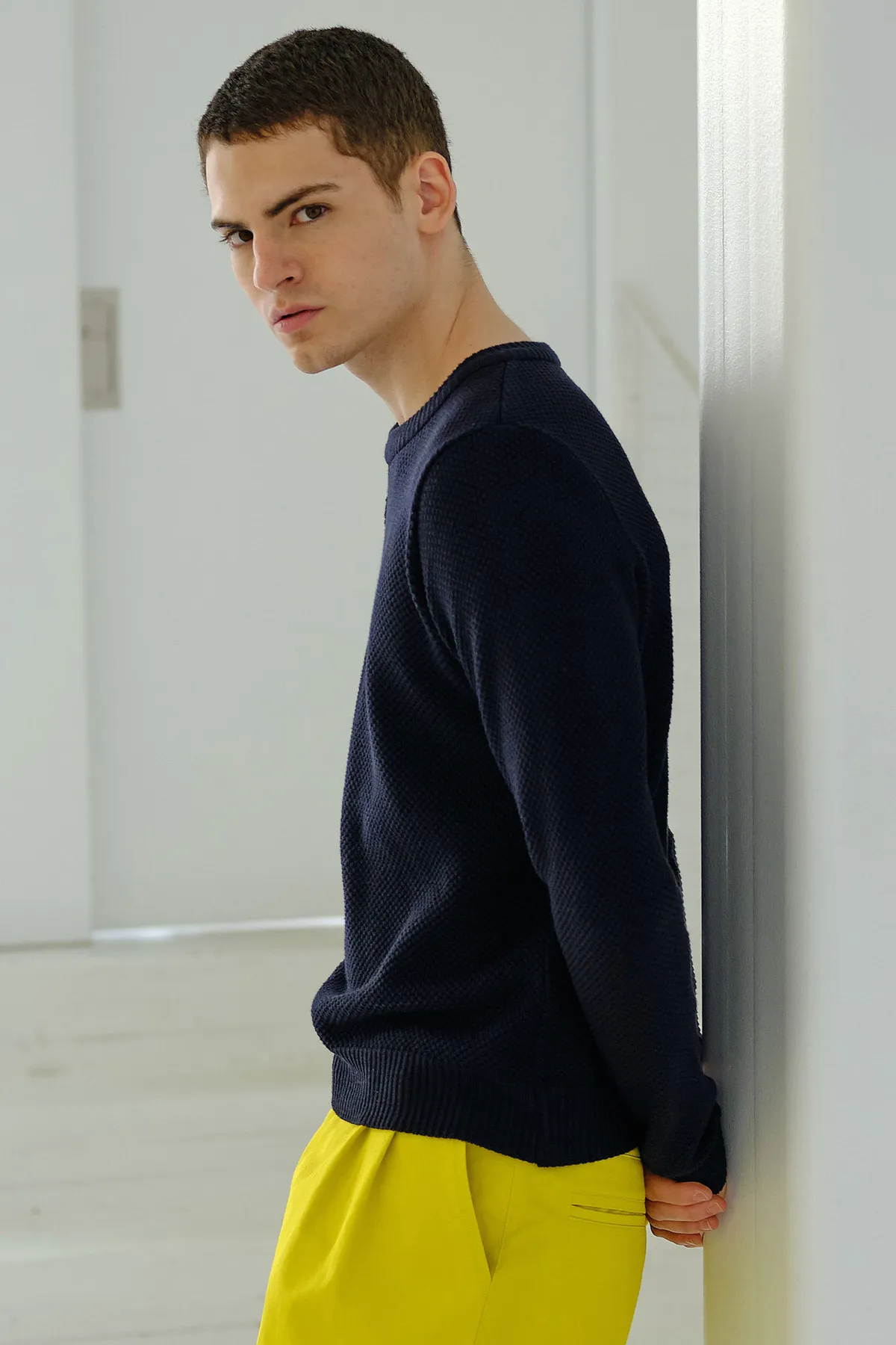 Seed Stitch Sweater - Navy