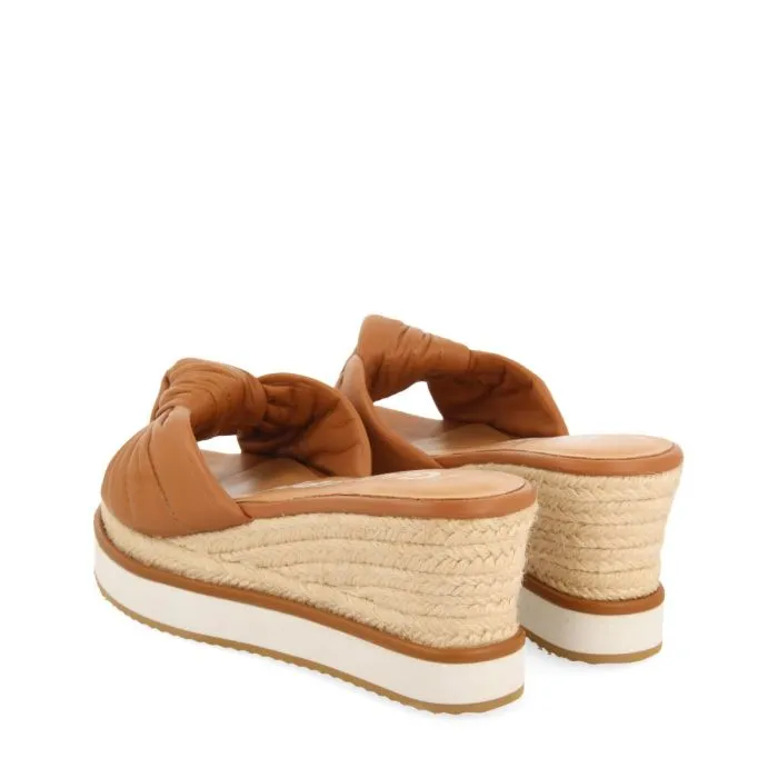 SLIP-ON SANDALS IN LEATHER COLOR WITH KNOT DETAIL AND WEDGE FOR WOMEN CAKRAN