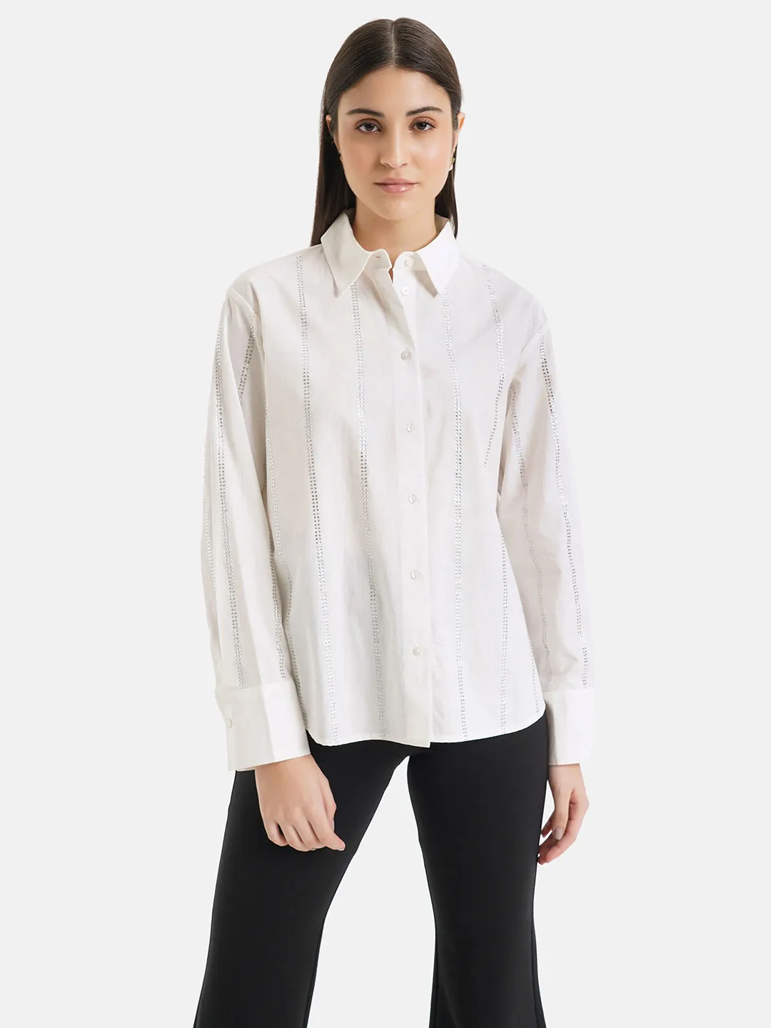 Stud Boxy Cotton Shirt