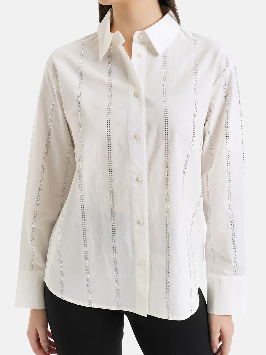 Stud Boxy Cotton Shirt