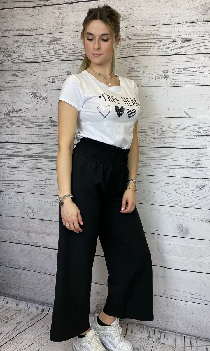 T-Shirt bianca con stampa cuori argento