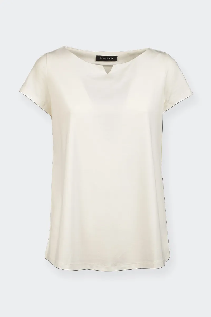 T-SHIRT SCOLLO A V PICCOLO BIANCA