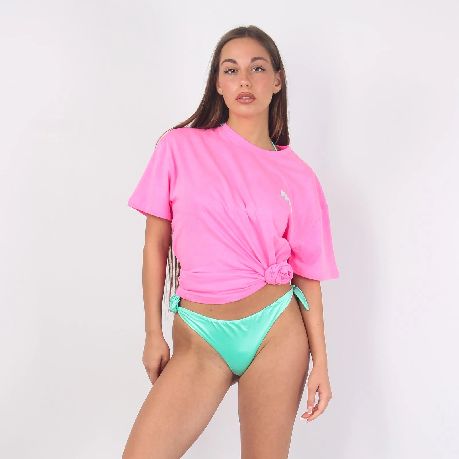 T-shirt Stampa Retro Line Lov Fluo Fucsia