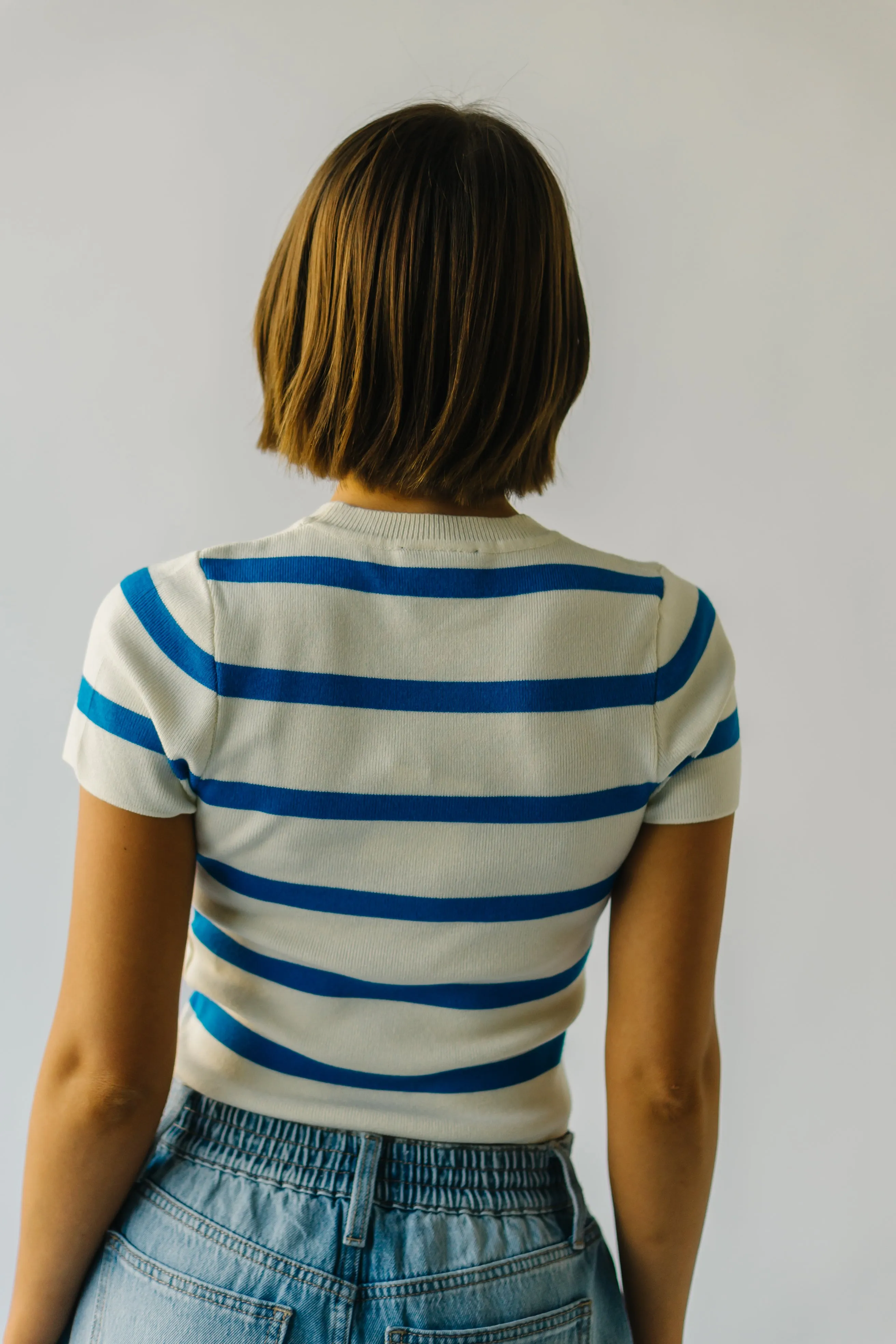 The Dundee Bold Striped Tee in Blue + White