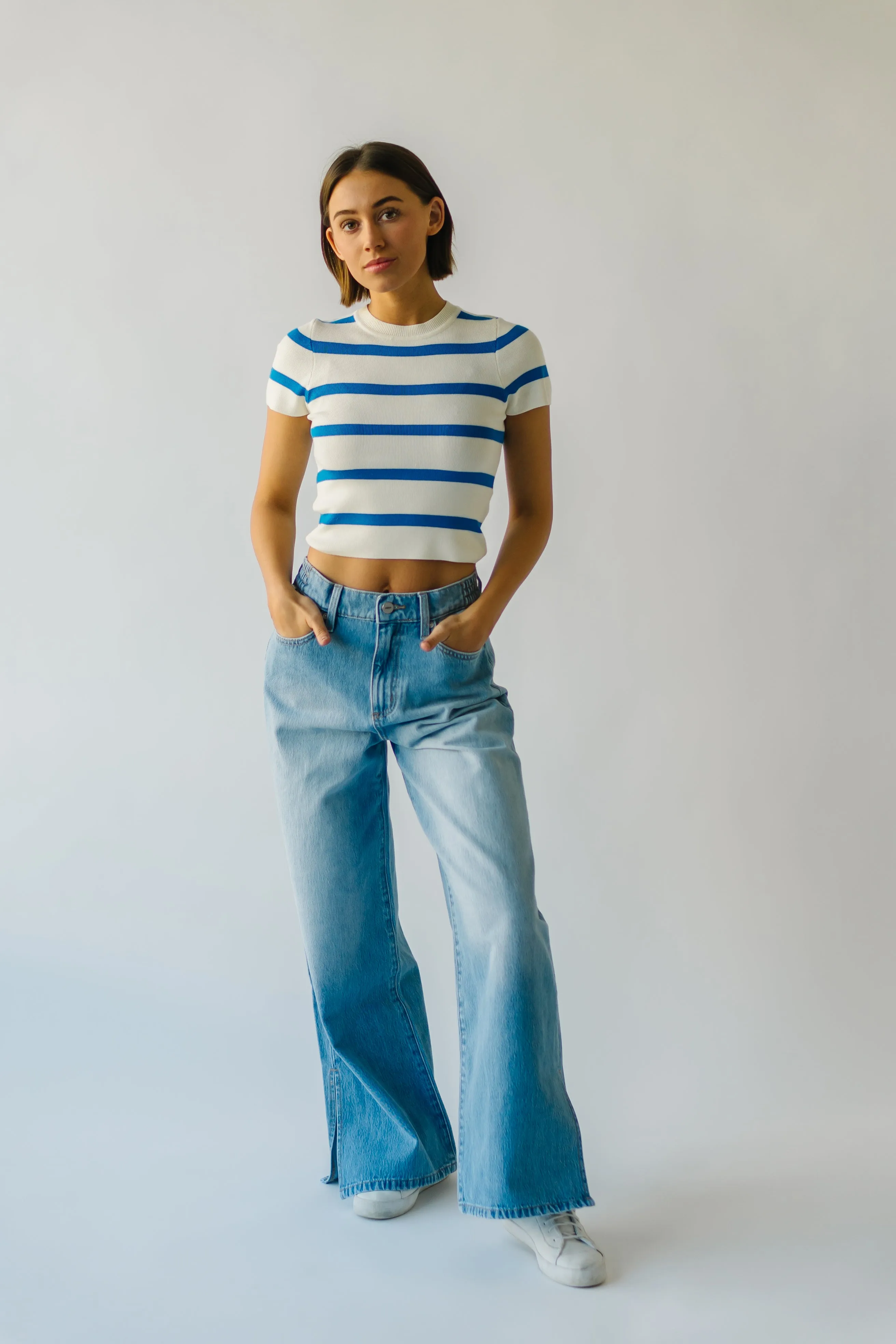 The Dundee Bold Striped Tee in Blue + White