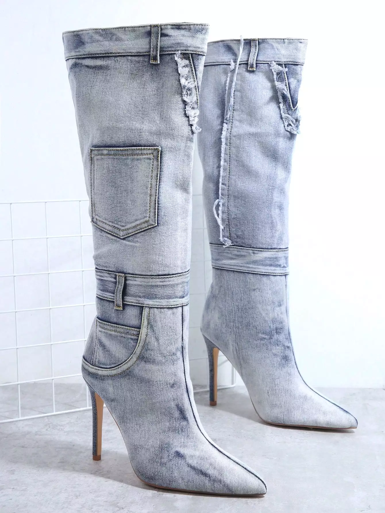 Tie Dye Pointy Toe Stiletto Heel Boots