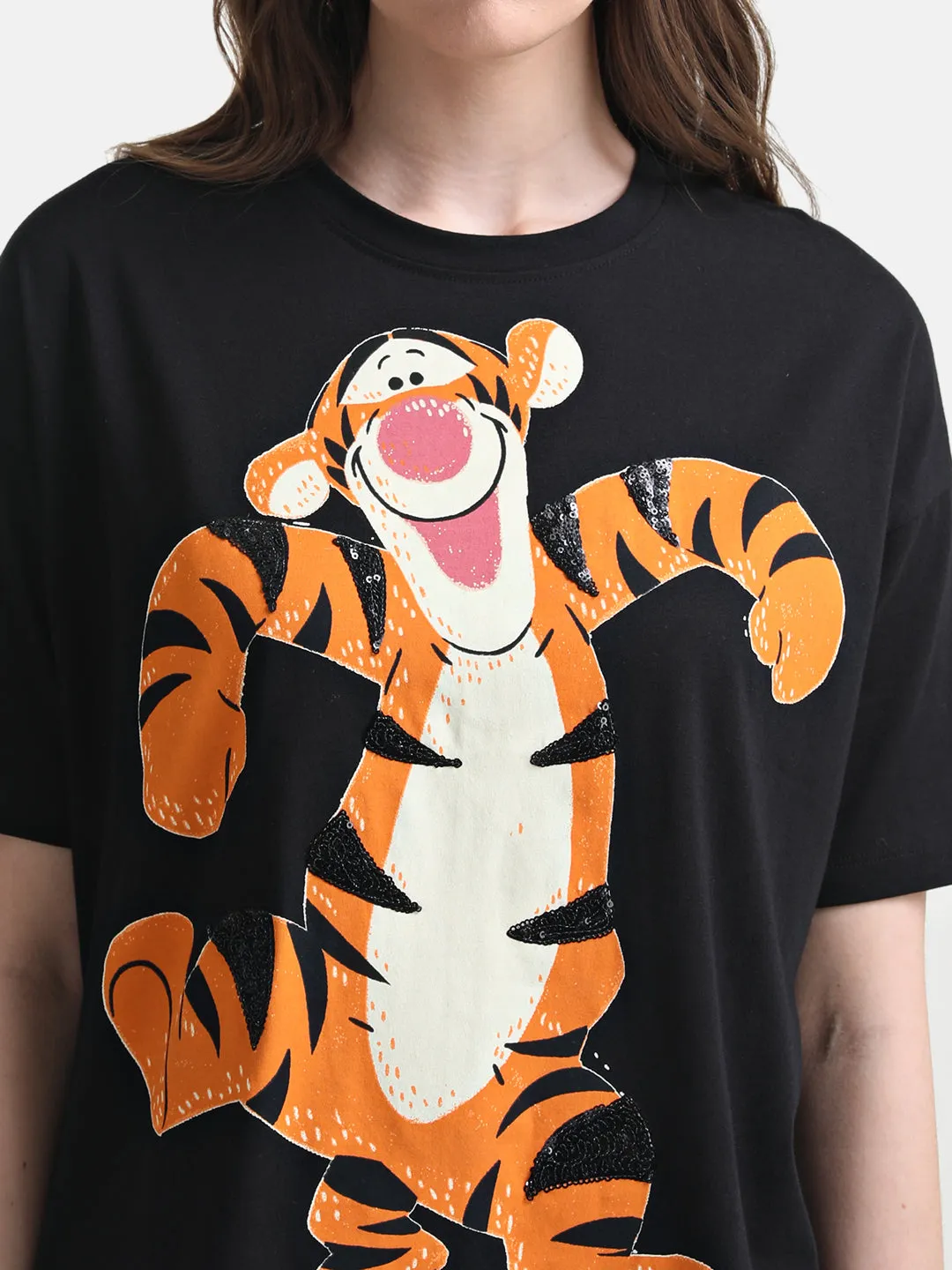 Tigger Printed Graphic T-Shirt With Sequin