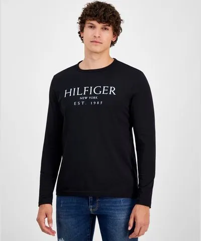 Tommy Hilfiger Men's Cotton Logo Long-Sleeve T-Shirt