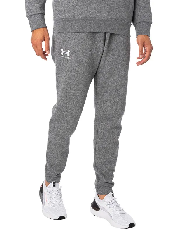 Under Armour Essential Fleece Joggers - Pitch Gray Medium Heather / White