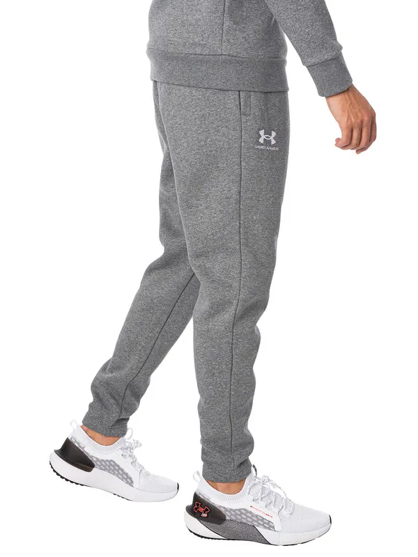 Under Armour Essential Fleece Joggers - Pitch Gray Medium Heather / White