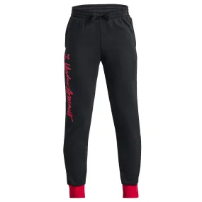 Under Armour Rival Fleece Script Joggers - Boys - Black/Red