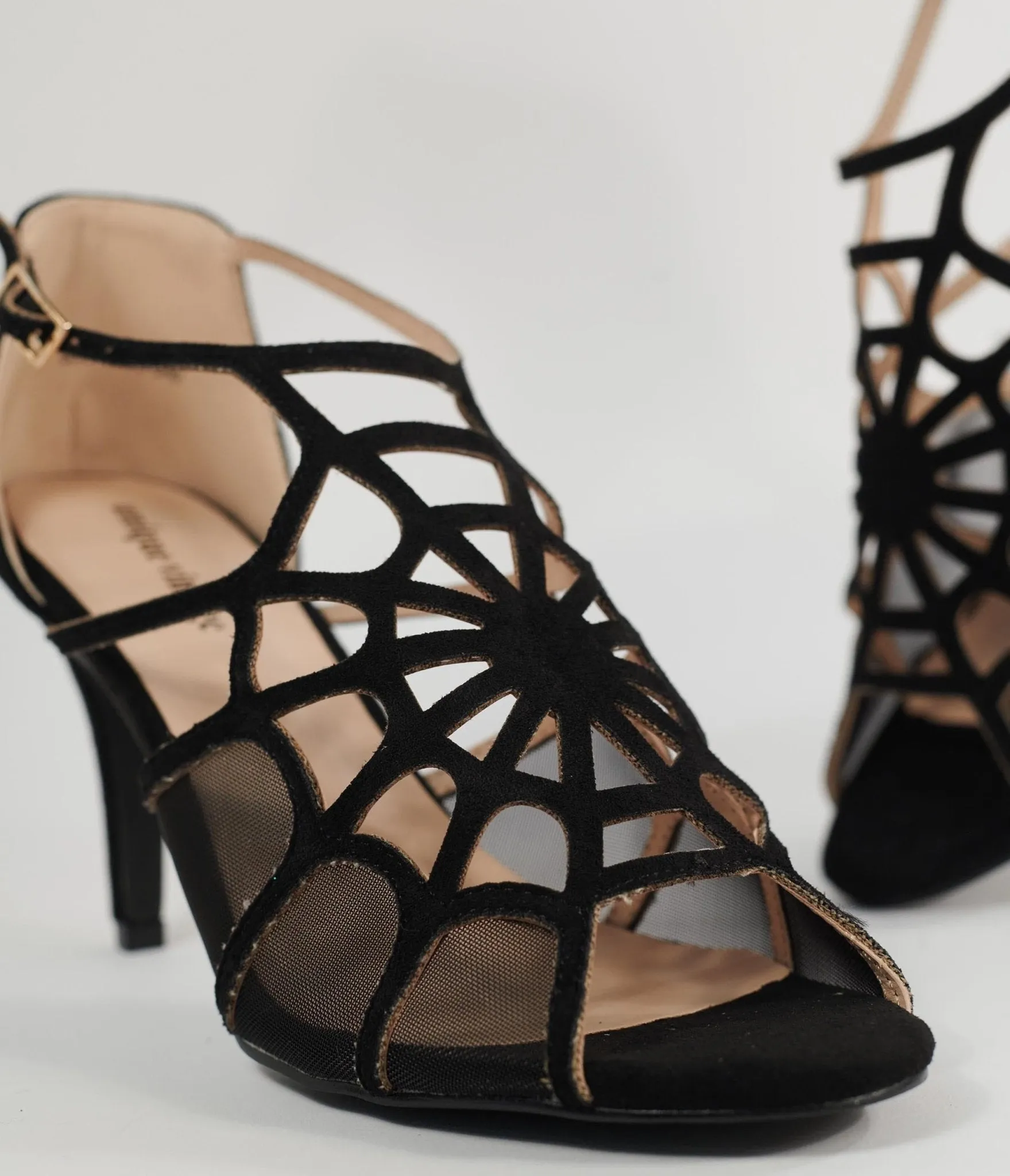 Unique Vintage 1940s  Black Spider Web Heels