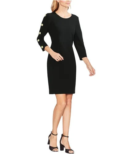 Vince Camuto Womens Button Sleeve Sheath Dress