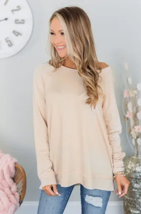 Wake Up The Day Long Sleeve Top- Oatmeal