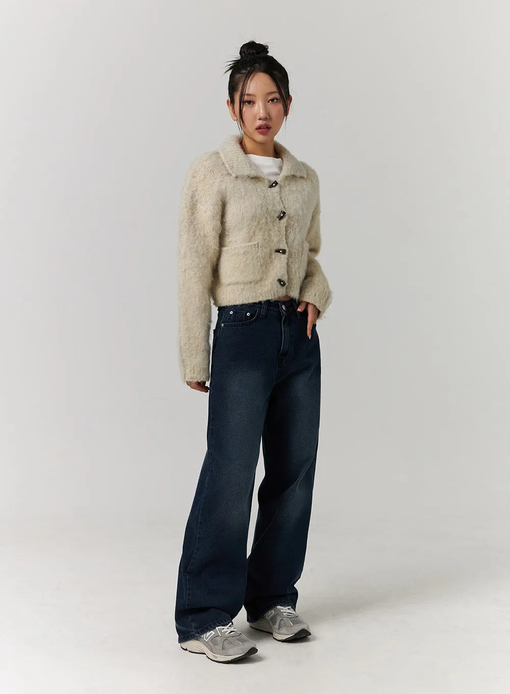 Washed Denim Wide Leg Jeans CD329