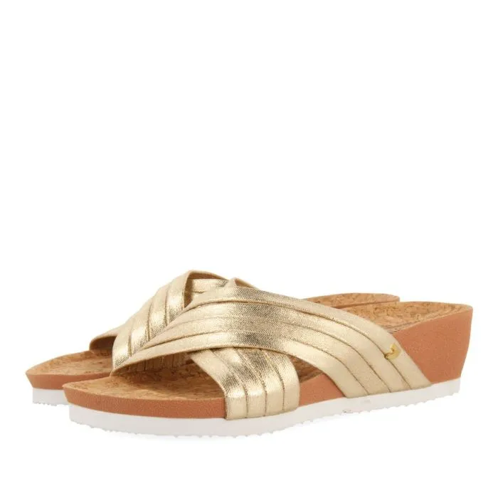 WEDGE SANDALS WITH GOLDEN STRAPS FOR WOMEN BREAGE