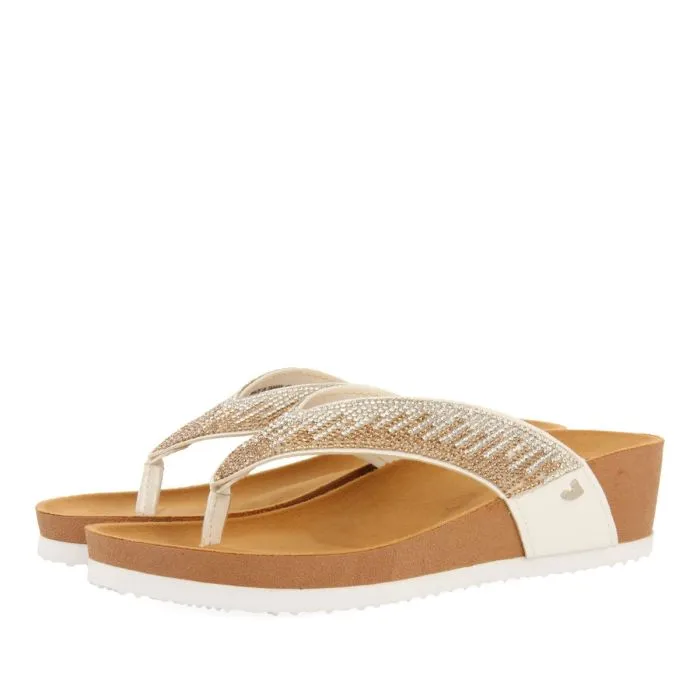 WEDGE SANDALS WITH NUDE COLOR STRAP AND RHINESTONES FOR WOMEN ISNELLO