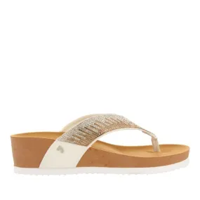 WEDGE SANDALS WITH NUDE COLOR STRAP AND RHINESTONES FOR WOMEN ISNELLO