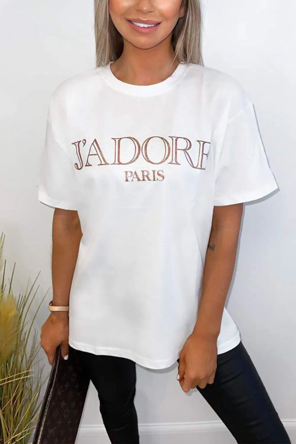 White J' Adore Paris  Over-Sized Tee