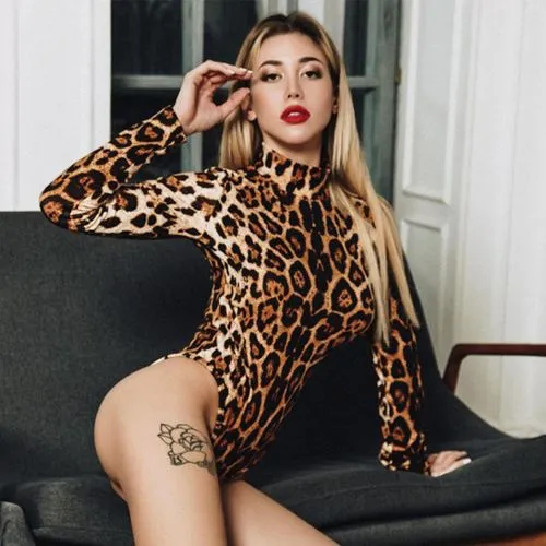 Women's Bodysuits Long Sleeve Bodysuits Sexy Leopard