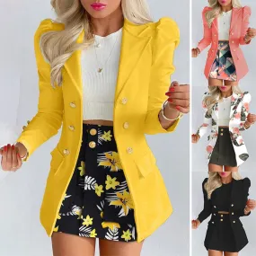 Women's Long Sleeve Blazers Streetwear Flower