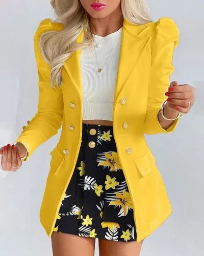 Women's Long Sleeve Blazers Streetwear Flower