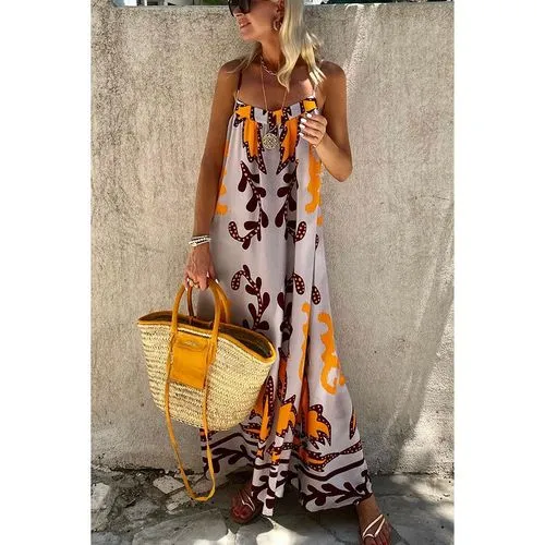 Women's Regular Dress Vacation Strap Printing Sleeveless Printing Maxi Long Dress Holiday Daily Beach