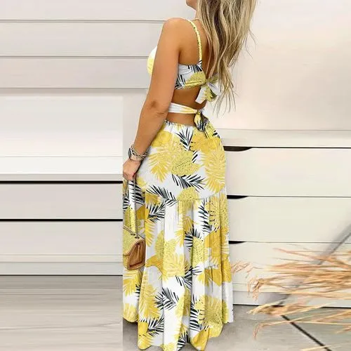 Women's Strap Dress Regular Dress Vacation Strapless Printing Sleeveless Printing Maxi Long Dress Holiday Beach