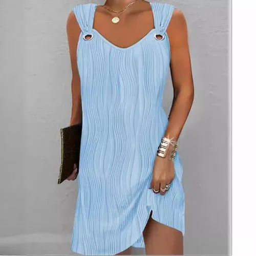 Women's Tank Dress Casual Elegant V Neck Sleeveless Waves Midi Dress Holiday Daily