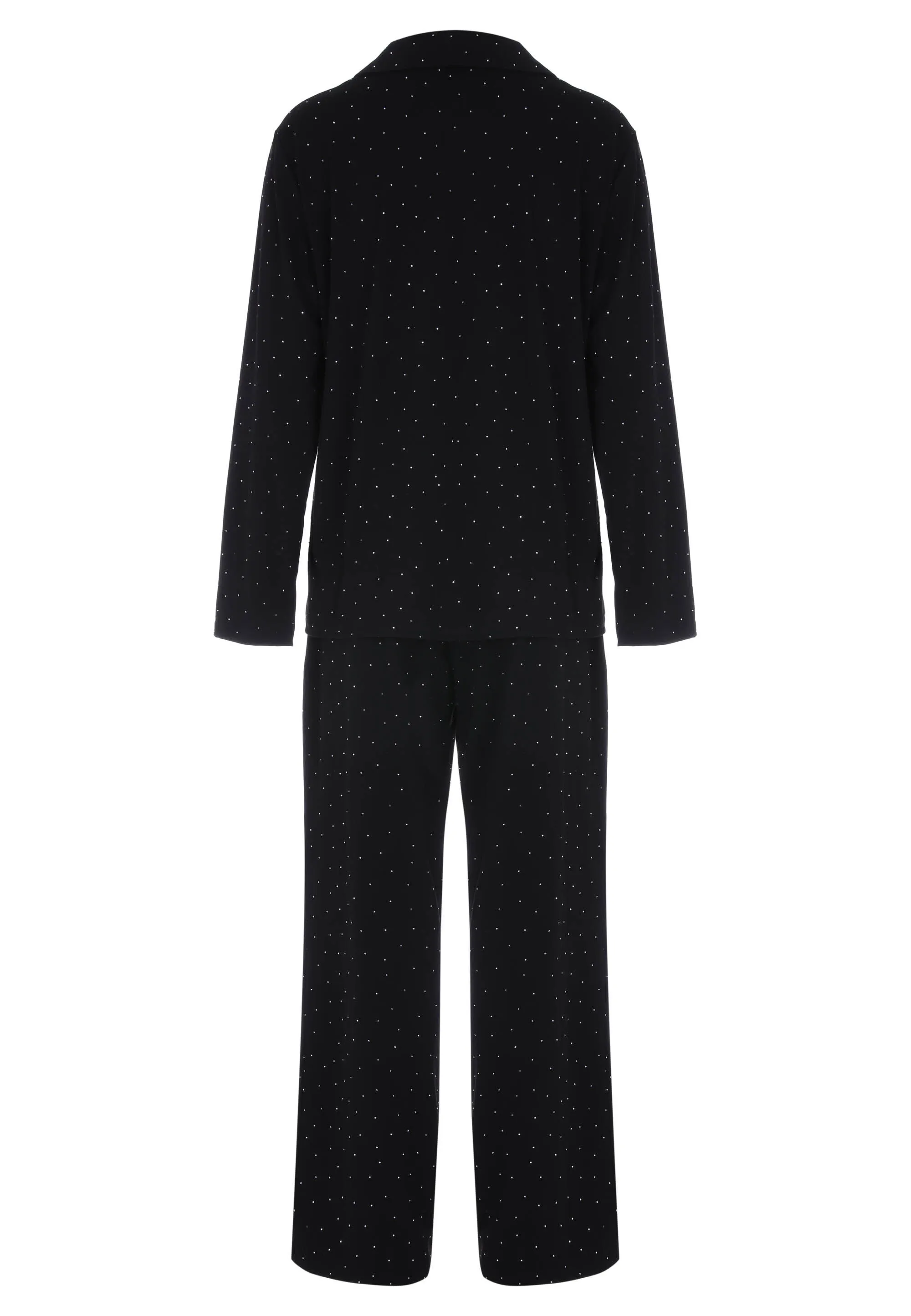 Womens Black Sparkle Long Sleeve Pyjama Set