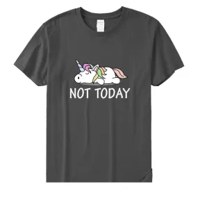 Women's Funny Not Today Unicorn Size Cotton Short Sleeve T-Shirt